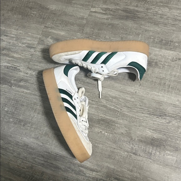 adidas Samba Platform Sneakers White Green Gum Sole - Picture 2 of 8